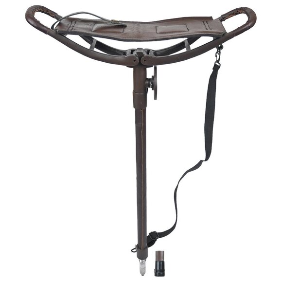 Adjustable Leather Walking Coffee Brown Stick Folding Seat Outdoor adventure - Picture 13 of 15